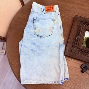 Men's Levi's Distressed Painted Dad Denim Jean Shorts Jorts Vintage theme sz‎ 40